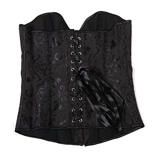 Women's Vintage Palace Jacquard Strapless Overbust Corset Bustier Bodyshaper X-Small Black #TOP4