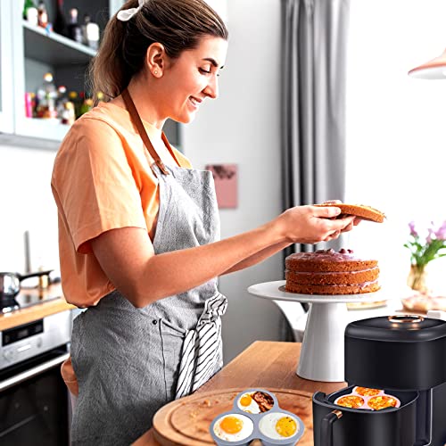 Toymis Air Fryer Egg Mold, 2Pcs Reusable Bpa-Free Silicone Baking Cups Non-Stick 3-Chamber Heat Resistant Silicone Muffin Pan For Hamburger Muffin Air Fryer Accessories Microwave (Pink, Grey) #TOP5