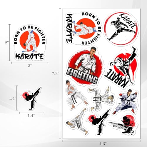 Calcomanías de karate y vinilo impermeable para personalizar laptops y botellas, 50 piezas 5
