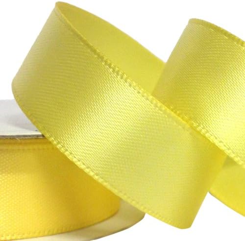 Three Kings 15 mm x 7 m Double Sided Satin Ribbon Roll, Baby Maize