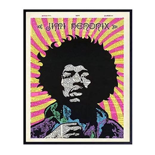 Jimi Hendrix Psychedelic Dictionary Wall Art Print - Original 8x10 Picture Photo Home Decor - Cool Gift for 60s Music, Woodstock Fans - Unframed Poster