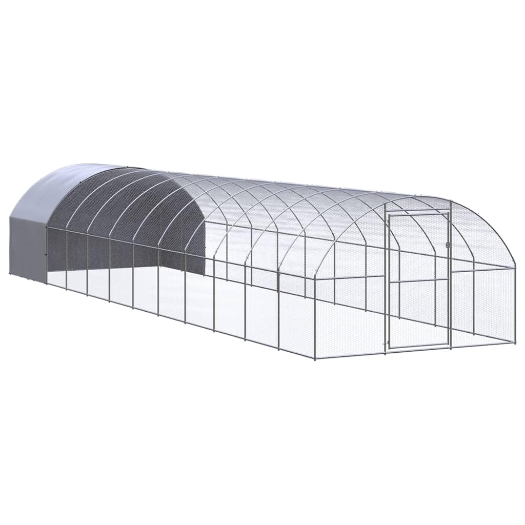 Pollaio per esterni in acciaio zincato con tetto resistente all'acqua, 3 x 12 x 2 m, gabbia per polli, piccoli animali, conigli, porcellini d'India, recinto da giardino