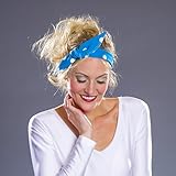 für Damen NET TOYS 50er Jahre Haarband Rockabilly Haartuch blau-weiß Rock\'n\'Roll Kopftuch Rockabella Haarschmuck