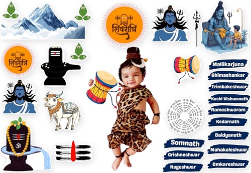 Image of Shivratri Theme Baby Photography Props Kit - 20+ Unique Photo Booth Props for Baby Shower Decorations, Annaprashan Decoration, Makeup Kit for Kids Girls, Religious Events