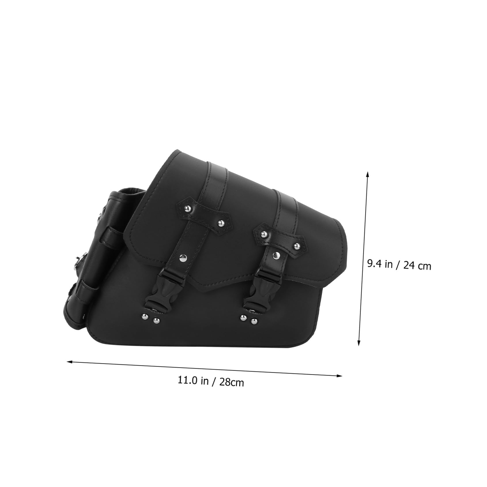 HEMOTON Sacoche Latérale pour Moto à Outils avec Porte-Bouteille Droite, PU Résistant, Fixation à Boucle Rapide, Rangement Voyage Compatible Motos, VTT et Vélos, Usage Quotidien