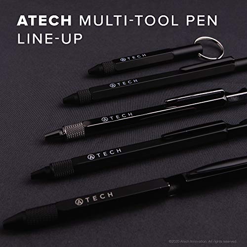 ATECH The Original Multifunction Pen 7 in 1 Tech Tool Pen with Ruler, Stylus, Bottle Opener, 2 Screw Driver, and Phone Stand, Multi Tool Fit for Mens survival (Black)