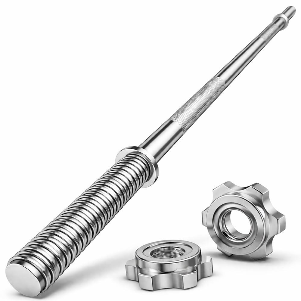 FK Sports Standard Barbell 1” inch Spinlock Weight Lifting Bar 2 Collars 4ft 5ft 6ft 7Ft (6ft)