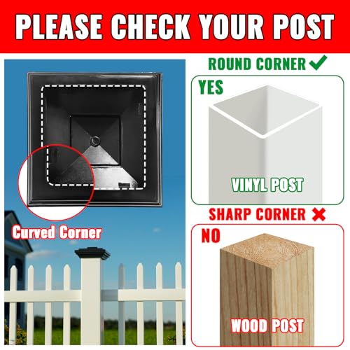 VIVIDA 4" Vinyl Fence Post Cap (Actual 4" x 4"), New England Pyramid Style, PVC Square Fence Top Cover, for Vinyl Post, Mailboxes & Decks, Black, 2 Pack by VIVIDA - Image 4