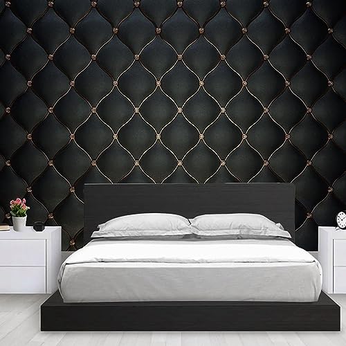 Black GeometryWallpaper Mural,Simple LuxuryLarge 3D Background Wall Art Mural, Premium Fashion Interior Design Decor Wall Sticker for Living Room Home Mural,350x254cm/144x100 inches(WxH)