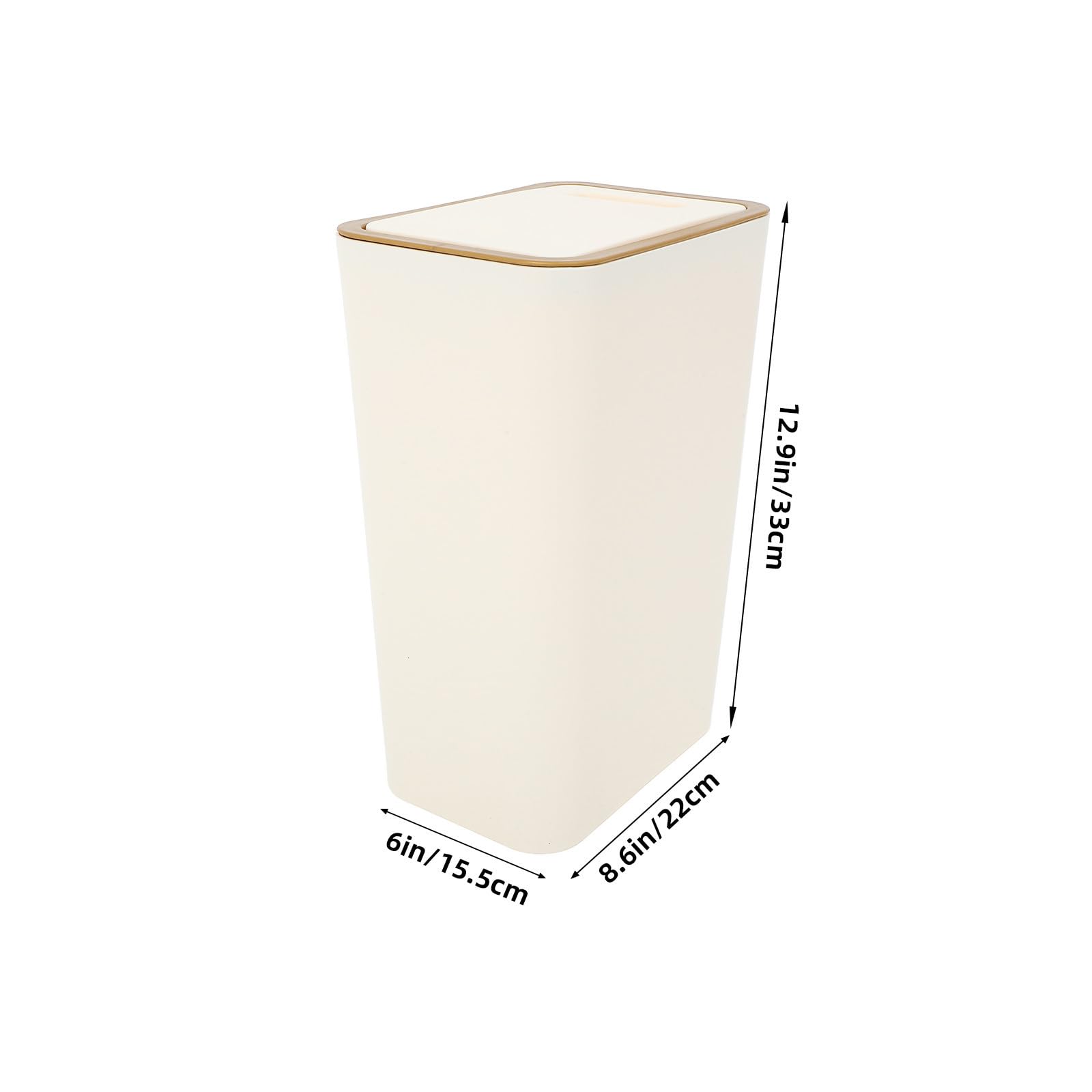 Kleiner Mülleimer mit Pressdeckel 10,5l Fassungsvermögen aus Robustem Pp für Badezimmer und Vielseitige Nutzung in Beige