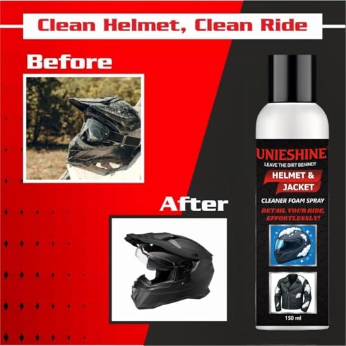 Image of Helmet & Jacket Cleaner Foam Spray 150ML | Quick-Dry No-Rinse Formula | Cleans Helmets, Jackets and Riding Gear | Removes Dirt, Sweat and Odor | Safe on Leather, Fabric and Plastic