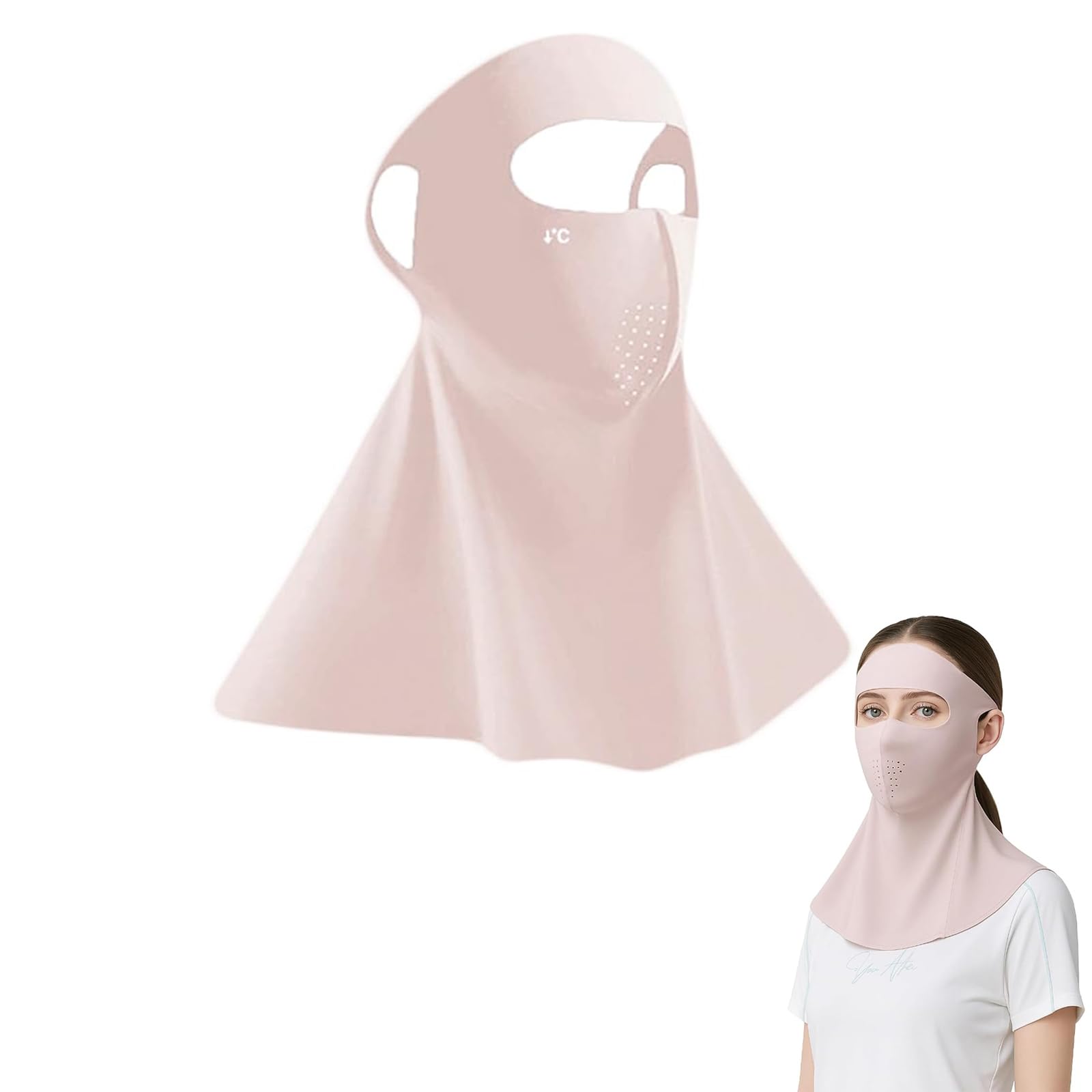 Massmot Full Face Mask for Sun Protection, 3D Face Cover for Women, UPF 50+ Summer Face Mask for Women, Breathable Ice Silk Cooling UV, Reusable, driving and hiking-image-34