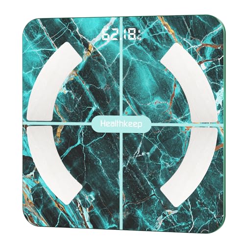 Healthkeep Balance - Báscula de equilibrio con Bluetooth (alta precisión, 13 indicadores) para Andriod e iOS Max 180 kg/400 lb/28 cm, color verde