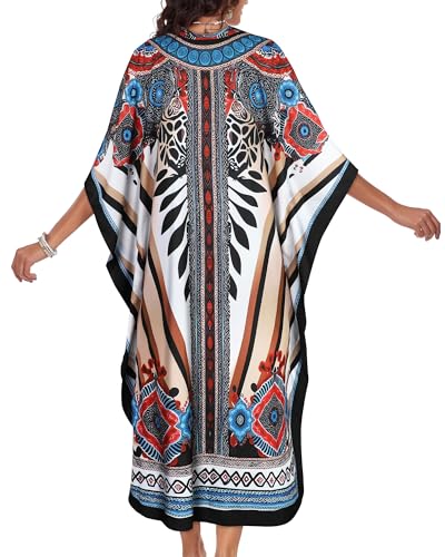 Image of Kaftan Dresses for Women V Neck Caftans Batwing Sleeve Beach Cover Ups