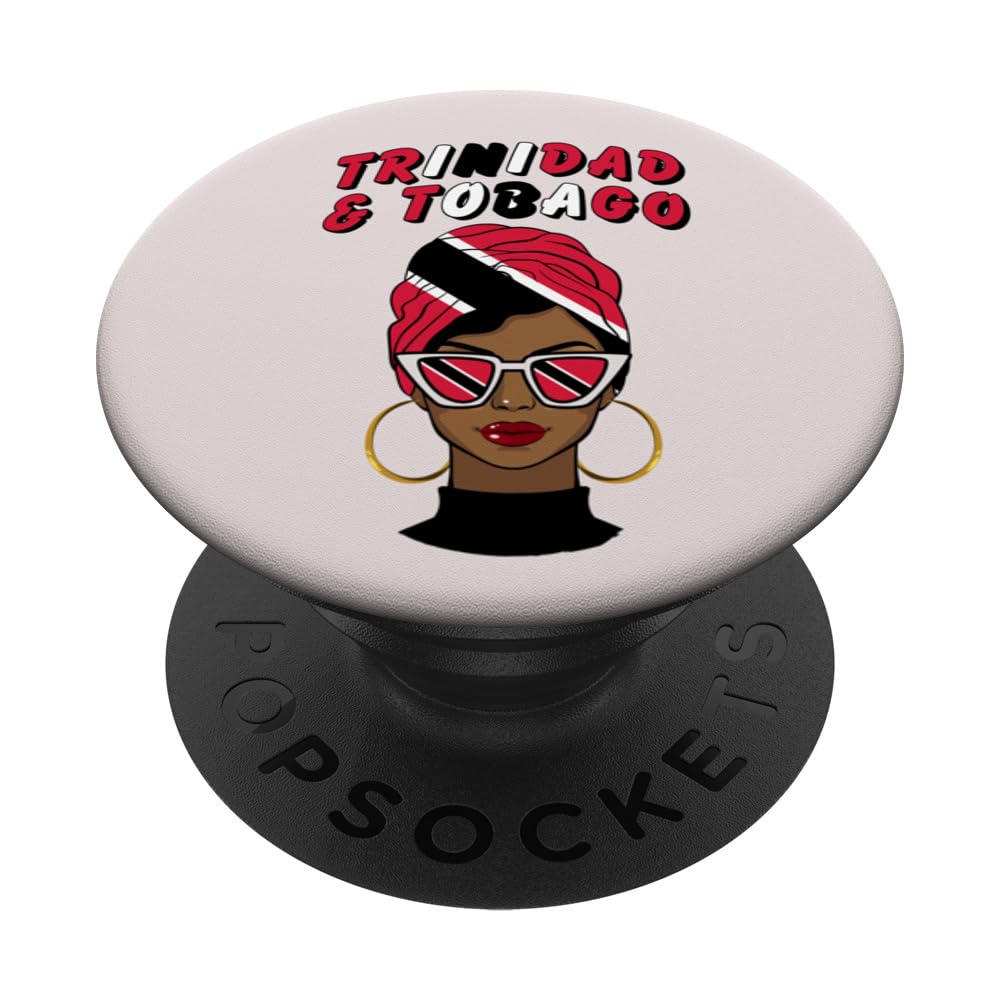 Trinidad & Tobago, Trinidadian Flag, Trinidadian Women Girls PopSockets Swappable PopGrip, Black