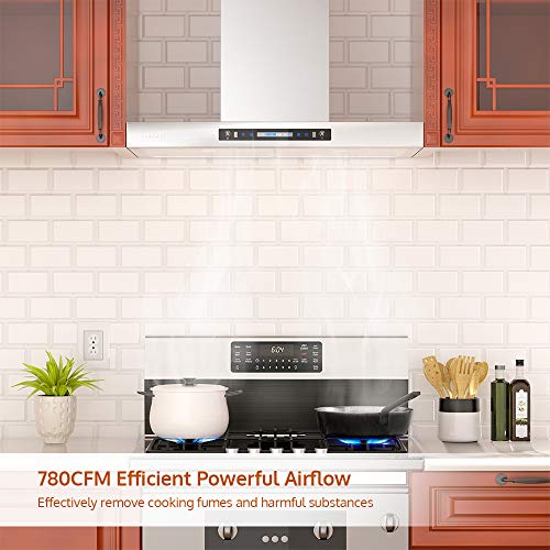 HisoHu 30/36 Inch Vent Wall Mount Range Hood 780 CFM With Ducted / Ductless Convertible - Bed Bath & Beyond - 37557054 - View #9