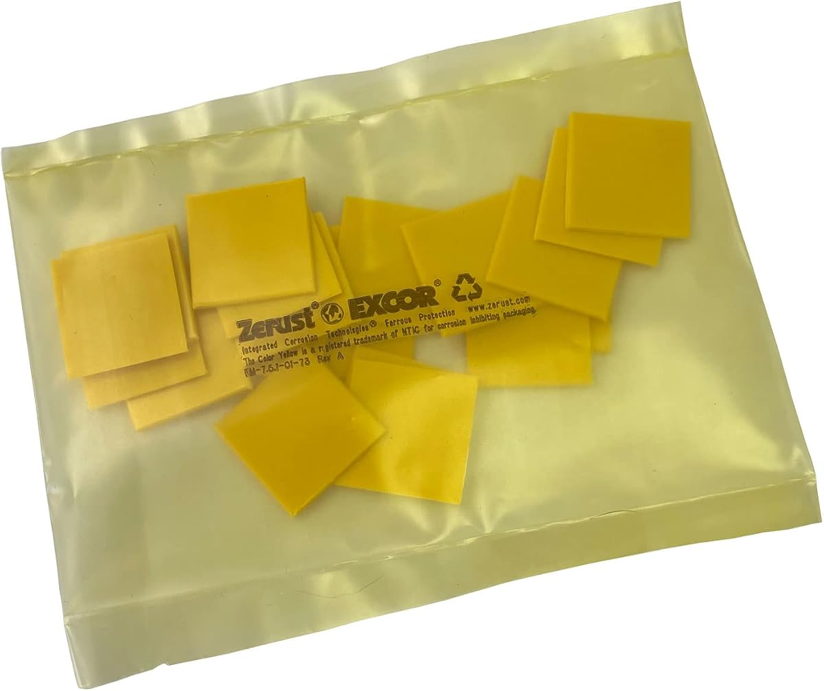 Plastabs para prevención de óxido de 1 pulgada x 1 pulgada, Plastabs son delgados, paquete de 20 | Cuadrados de polietileno rígido fabricados con tecnología patentada inhibidora de la corrosión, fabricados en los EE. UU.