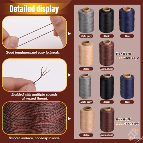 Hilo encerado para cuero beige 437 yardas 0.55 mm miniatura 3