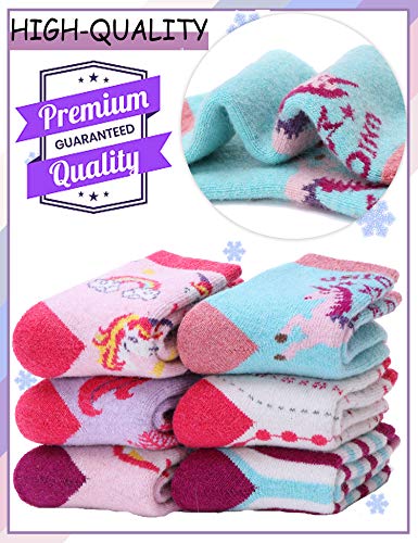 ProEtrade Merino Wool Socks for Kids Toddlers Boys Girls Thick Thermal Warm Winter Hiking Heavy Cozy Crew Socks 6 Pack3