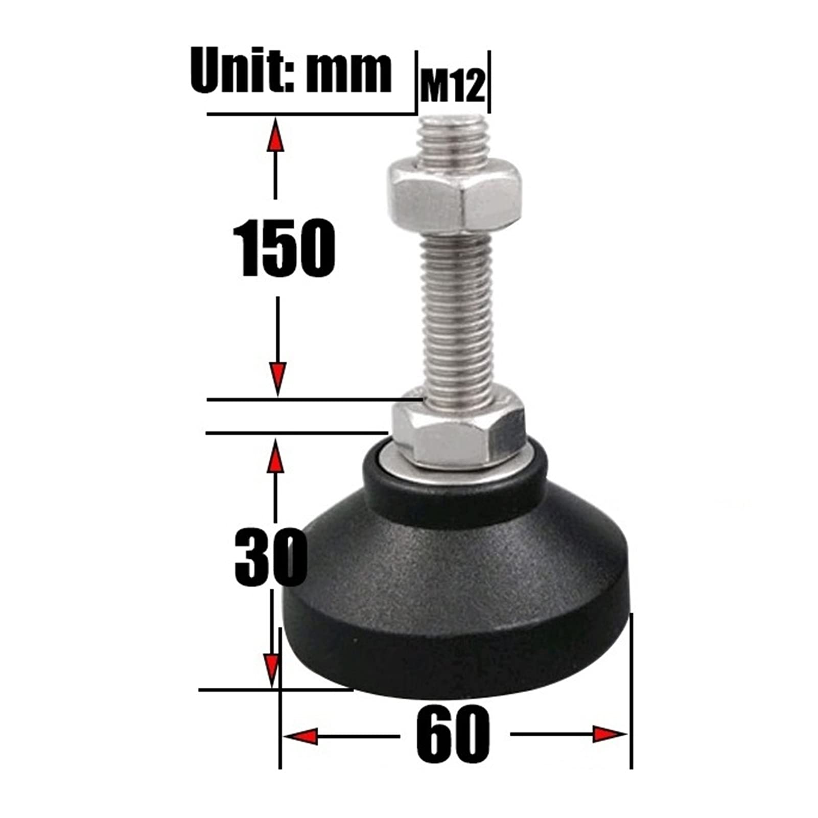 4 szt. Stopki poziomujące, nylonowe okrągłe dno + gumowa okrągła antypoślizgowa poduszka dolna nóżka do mebli, DIY mechaniczna prostownica do nóg, ochraniacz na podłogę, podstawa 60 MM