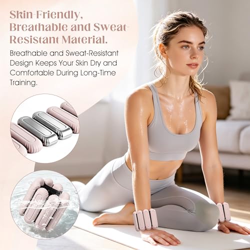 Image of Wrist Weights for Women & Men, 2lb Silicone Wrist Ankle Weights | Adjustable Arm & Leg Weights for Pilates, Yoga, Running,Walking and Strength Training