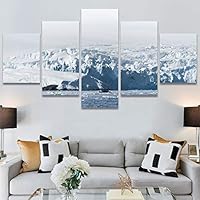 SIGNWIN 5 Panel Canvas Wall Art Modern Art Aerial Contemporary Cool Dramatic Multicolor Nature Photography Snow for Home Decorations Ready to Hang - 60