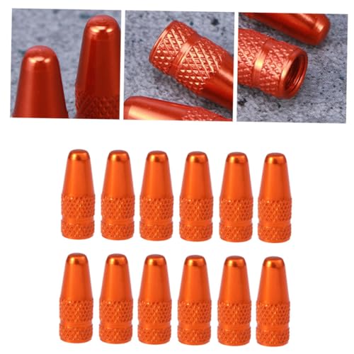 12 Und Tapones de válvula de bicicleta estilo francés naranja miniatura 3