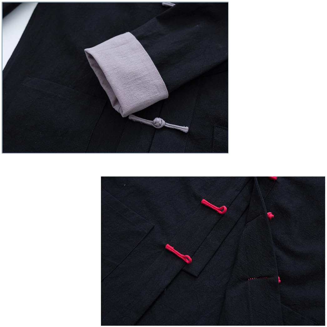 ZHOUXIAO Uniformi di Tai Sciolti Uomini Uomini Cinesi Tradizionali Abiti da Kung Fu Abiti Ala di Biancheria di Cotone Chun, Abito a Maniche Lunghe Gocce Hanfu Camicia per Cam blue1-M