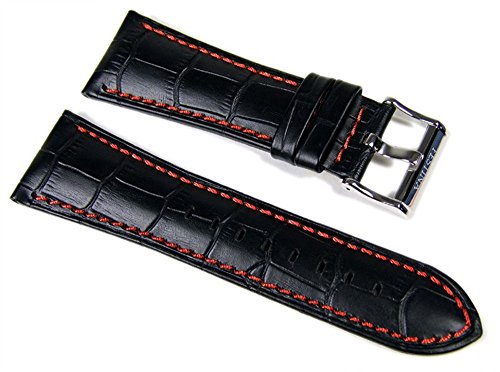 Ersatzband Uhrenarmband Leder 28mm schwarz/orange F16235 F16294