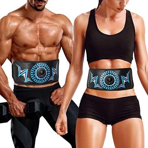 JOYTOUR Ceinture Abdominale Electrostimulation, Appareil Electrostimulation Abdominale, Electrostimulateur Musculaire, Cuir de Première Qualité, 6 Modes & 9 Intensités, Ajout de Ceinture d’extension