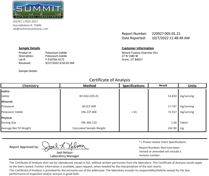 Nature's Fusions Potassium Iodide Tablets (Pack of 5) 130mg - 700 Tablets EXP 10/2032 - YODO Naciente - KI Pills - Yoduro de Potasio - Image 3