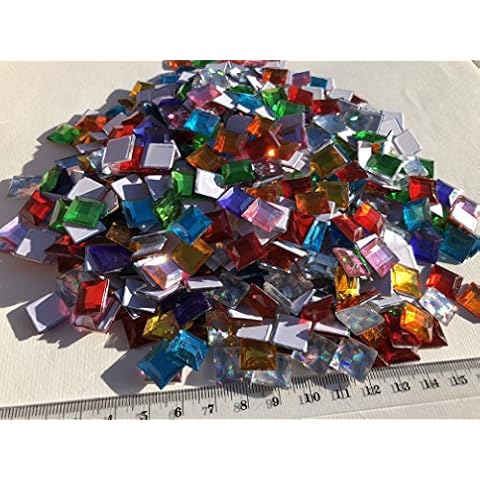 Rhinestone Paradise 600 Stück 1cm Große Mosaik Schmucksteine Selbstklebend Mosaik Runde Acryl-Steine Glitzer-Steine Glitzer-Sticker Brillanten Strass-Steine Bunt Bastelset Cover