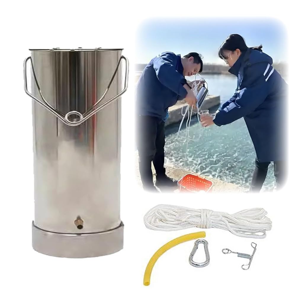 Muestreador de agua ajustable con contrapeso, cubo colector de muestreo de agua de acero inoxidable 304 de 0,5 a 5 L para lagos, océanos y embalses(4L-16x29cm)