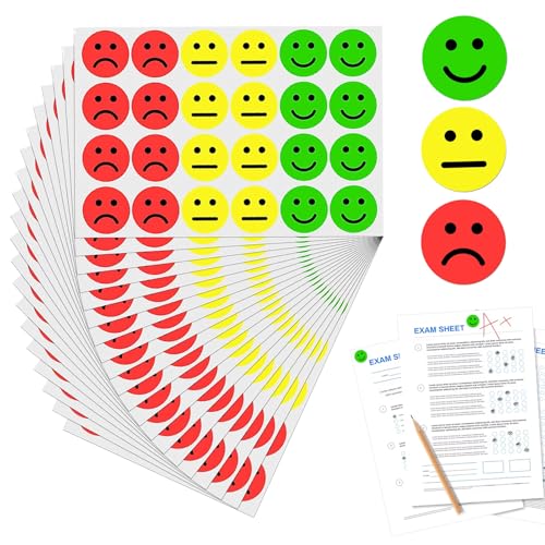 1200 Pièces Tableau de Recompense Enfant,Gommette Smiley,Comportement Gommettes Autocollantes,pour Tableau de Récompenses Comportement Calendrier des Tâches Enseignants Écoles (Rouge Jaune Vert)