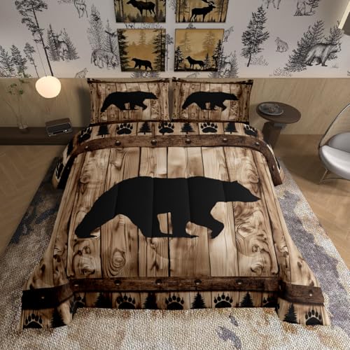 Ensemble douillette Castle Fairy Bear, grandeur reine, style ferme rustique, 3 pièces