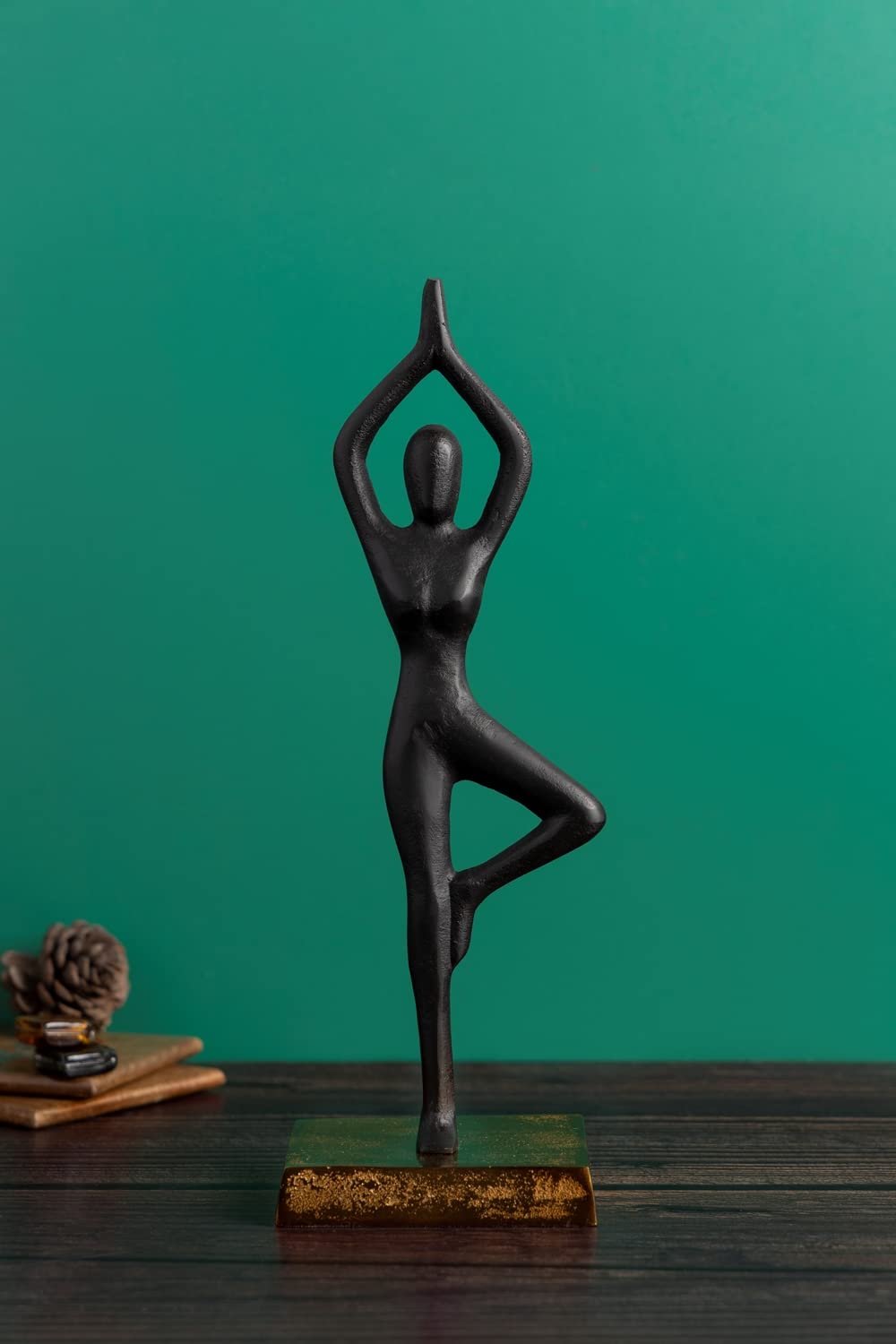 RJKART Aluminium Yoga Lady Statue Decorative Sculptures Showpiece for Living Room Office Drawing Room Home Décoration Gift Items - (Black)