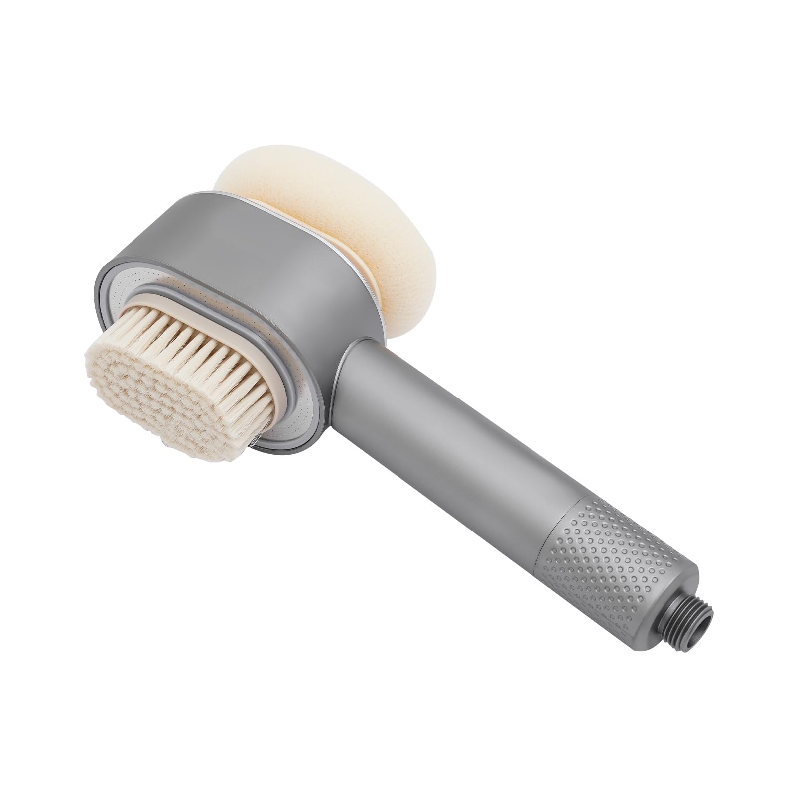 Alcachofa de ducha con filtro, cabezal de ducha con esponja y cabezal de cepillo, cabezal de ducha filtra metales pesados, cloro e impurezas del agua (plata)