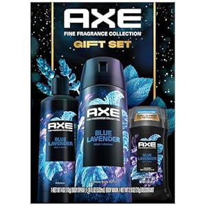 AXE Blue Lavender Gift Set for Men – Men’s Body Wash, Body Spray & Deodorant, Fine Fragrances Collection, Mint & Amber (3 Piece Set)