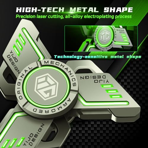 TGKYK Leuchtende Fidget Spinner Metall, Fidget Spinner Led, 3-5 Min Hochgeschwindigkeit Finger Spinner Spielzeug ADHD Anti Angst, Figetspiener für Kinder Erwachsene Dreieck - Grüner