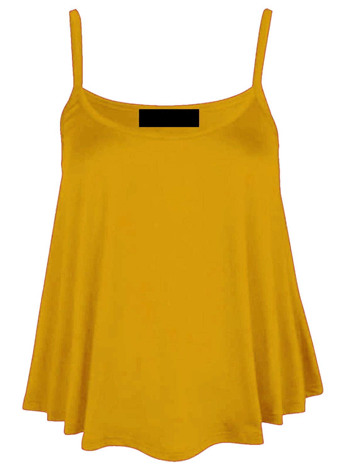 Gostyles Women's Mustard Gostyles® Plain & Printed Spaghetti Strap Sleeveless Cami Vest, Summer Flared Swing Camisole Strappy Tank Tops (, 8-10)