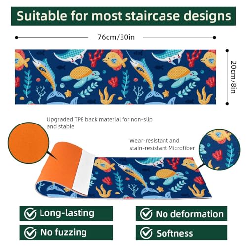 Alfombras de escalera con diseño marino que evitan resbalones de perros 3