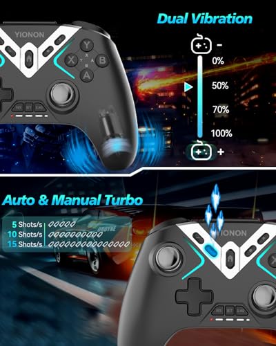 Image of YIONON Wireless PC Controller with Hall Effect Joysticks and Triggers | Bluetooth Controller for Windows PC /Switch /Android /Mobile /TV /iOS /MAC with Loop Macro, Vibration, Turbo, Motion Control