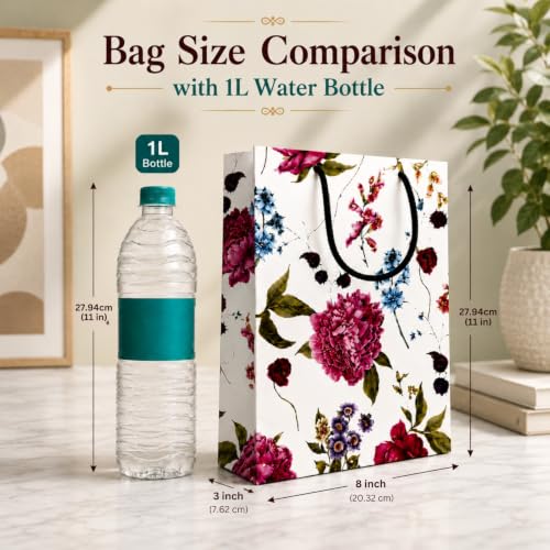 Image of Arrow Paper Products Alekhya Design Paper Gift Bags for Return Gift, Small Presents, Weddings, Birthday, Holiday Presents, Multicolor(20.32 x 7.62 x 27.94 Cm, Pack of 10)