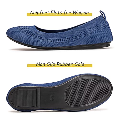Image of Frank Mully Women's Ballet Flats Round Toe Walking Flats Slip On Work Shoes Knitted Flats Shoes for Woman Soft Lightweight