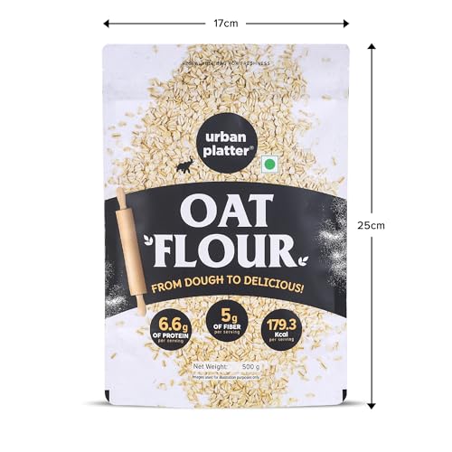 Image of Urban Platter Oats Flour, 500g (Gluten-Free | Fiber-Rich | Ideal for Baking, Pancakes & Smoothies | Made from 100% Whole Oats)