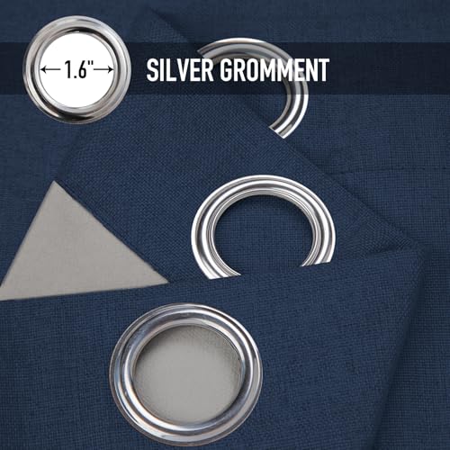 Image of 100% Blackout Shield Linen Textured Total Blackout Curtains for Bedroom 72 Inches Long, Midnight Blue Grommet Curtains for Living Room, Thermal Insulated Room Darkening Drapes, 50 inchW x 72 inchL, 2 Panels