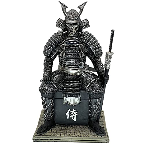 Looyar Medieval Ancient Samurai Undead Warrior Resin Statue Ornament Figurine Craft For Home Living Room Porch Decoration Office Desk Desktop Table Arrangement Gift (Black Silver) #TOP1