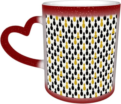 DOHXQM Taza Café cerámica, Taza de café con efecto térmico y cambio de color 330 ml Taza Mágica Regalo interesante,Patrones para textiles y papel tz. Obra digital imprimible. Diseños de estampados flo