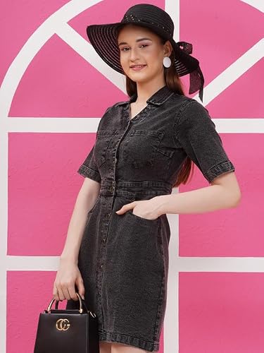 Puella black denim dress – image 2