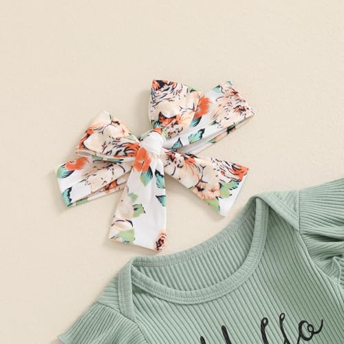 Baby Girl Fall Clothes Newborn Ribbed Romper Floral Print Pants Set Cute Fall Winter Coming Home Outfits4